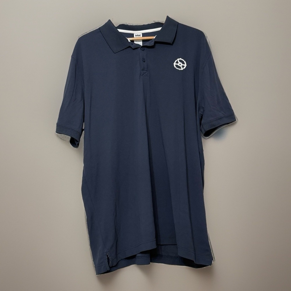 Helly Hansen Stretchy Performance Polo Shirt Nautical Logo Men's XXL 2XL
